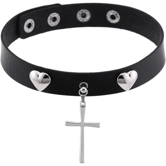 Gothic Cross Choker Necklace For Women, Punk Black Choker, Adjustable Goth Choker Collar Neckband, Halloween Christmas New Year Goth Jewelry Gift For Women