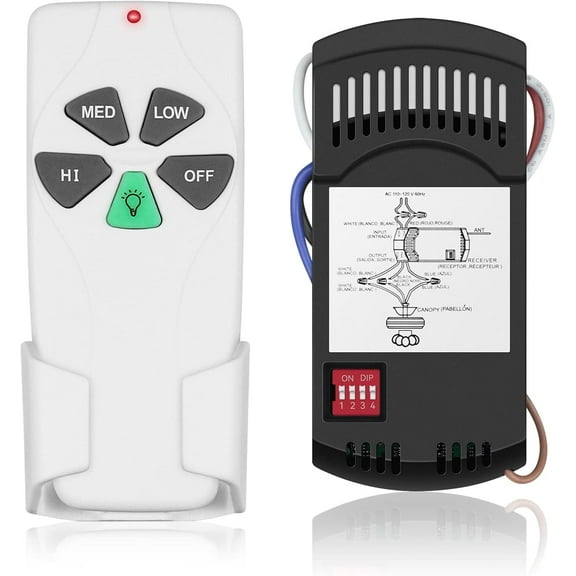 Universal Ceiling Fan Remote Control Kit for Harbor Breeze Hampton Bay Hunter Litex Fans,  Light Dimmer, 3-Speed ,Included FAN28R Receiver and Wall Mount,white