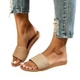 thumbnail image 2 of Samdudou Plus Size Slide Sandals for Women Woven Single Band Flat Slip On Shoes Braided Texture Jute Style Sole Minimalist Open Toe Footwear for Lounging, 2 of 7
