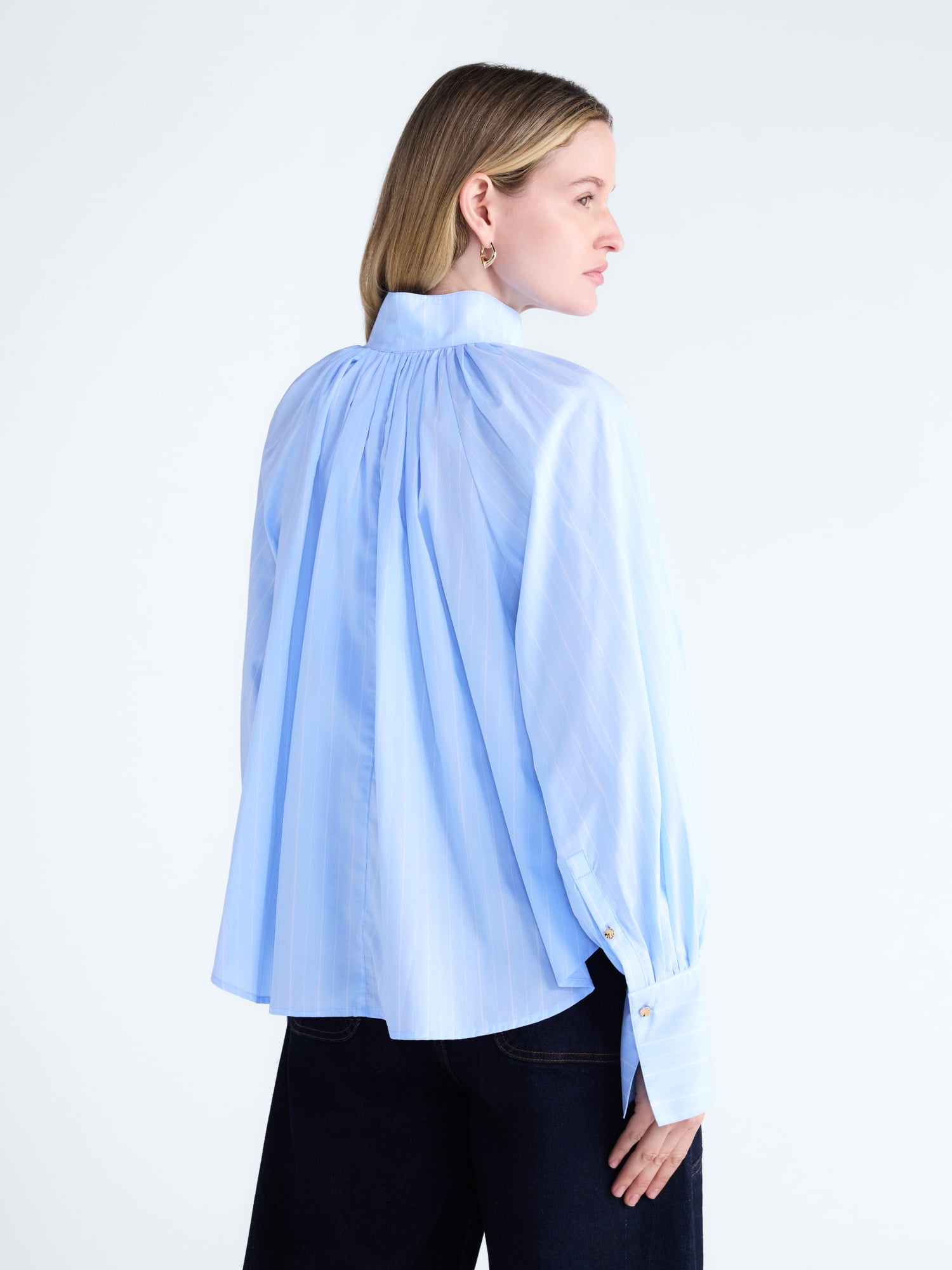 Scoop Women's and Women's Plus Flowy Volume Cotton Blouse, Sizes XS-4X