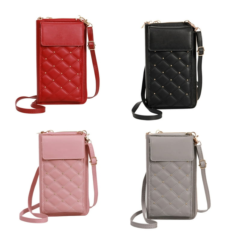 Women's PU Crossbody Bags Phone Wallet Shoulder Bag Ladies Purse Handbag,Pink  