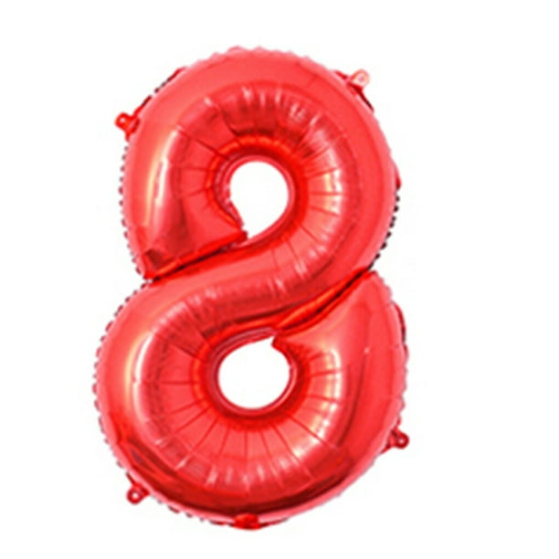 Yuarrent Globo de número de 32 pulgadas Globo de papel de aluminio decorativo Cumpleaños Boda Fiesta Regalo de vacaciones Decoración Tipo 2 Kits de decoración para fiestas rojo ocho