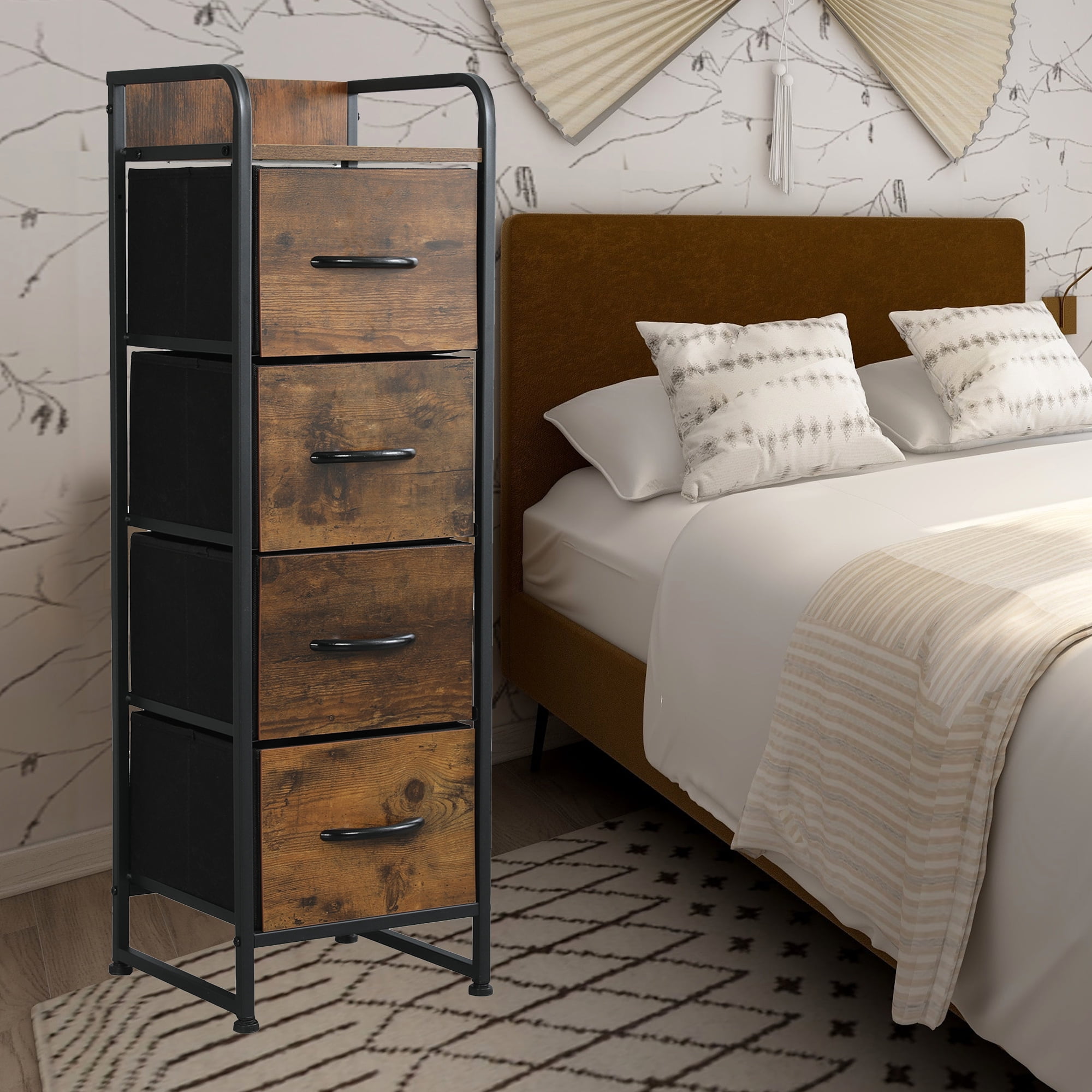 Details about   3-7 Drawers Fabric Dresser Bedside End Table Nightstand Bedroom Storage Tower US 
