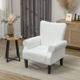 thumbnail image 2 of HOMCOM Fabric Accent Chair, Upholstered Armchair with Wood Legs, Cream, 2 of 10