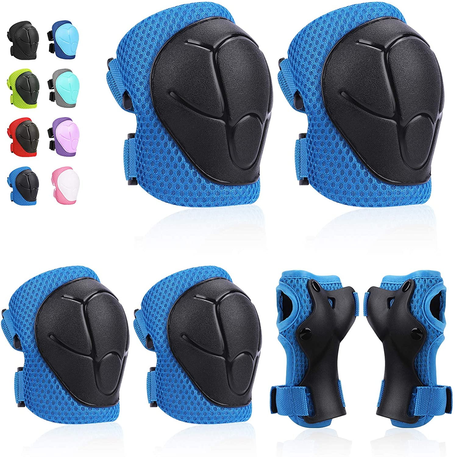 Kids Knee Pads Set Cycling Children Protection Safety for Roller Skates 6 in 1 Kit Protective Gear Knee Elbow Pads Wrist Guards Bike Skateboard 
