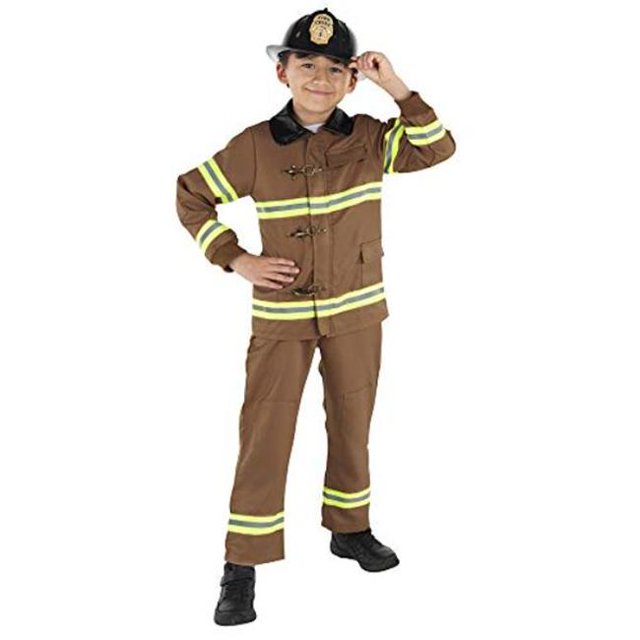 Fire Fighter Boy Costume, Brown - Small 4-6