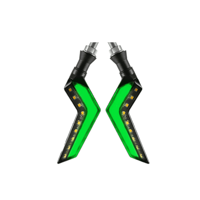 Par Direccionales Led Moto Luces Señal Giro Secuencial Verde Amarillo