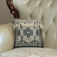 thumbnail image 3 of 16" Handwoven Cotton Throw Pillow Cover with Traditional Pattern and Tasseled Top, Navy, 3 of 8