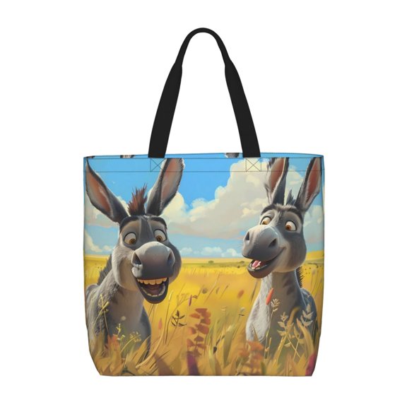 Hirioo Funny Countryside Donkey for Tote Bag for Women, Quilted Shoulder Bag with Zipper, Large Capacity Handbags for Casual, Travel, Work