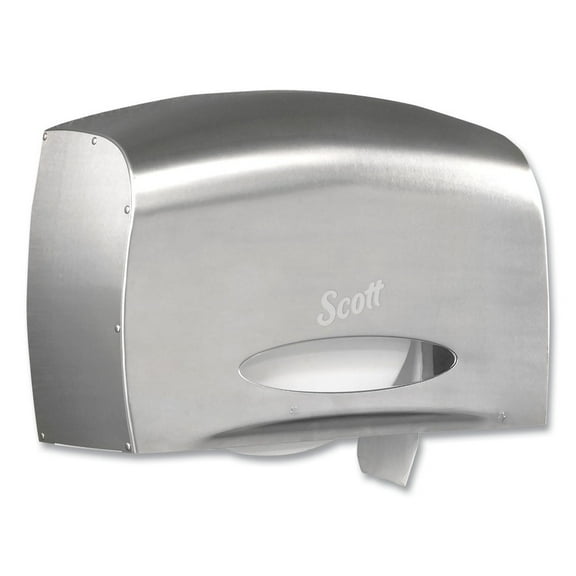 Scott 9601 14.38 in. x 6 x 9.75 in. EZ Load Pro Coreless Jumbo Roll Tissue Dispenser - Stainless Steel