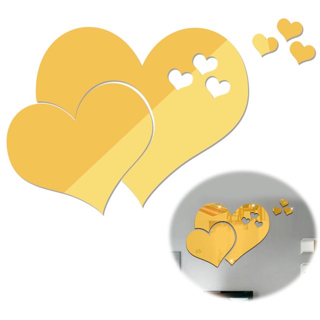 Removable 3D Love Hearts Mirror Stickers Heart Mirror Sticker Detachable DIY Decal for Home Decoration