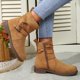 thumbnail image 4 of NECHOLOGY Botas Mujer Adulto Femenino Zapatos Botines de mujer Botas con hebilla y cinturón para mujer, botines de gamuza de Color sólido, punta redonda, cremallera lateral, talla grande (Brown, 7), 4 of 6