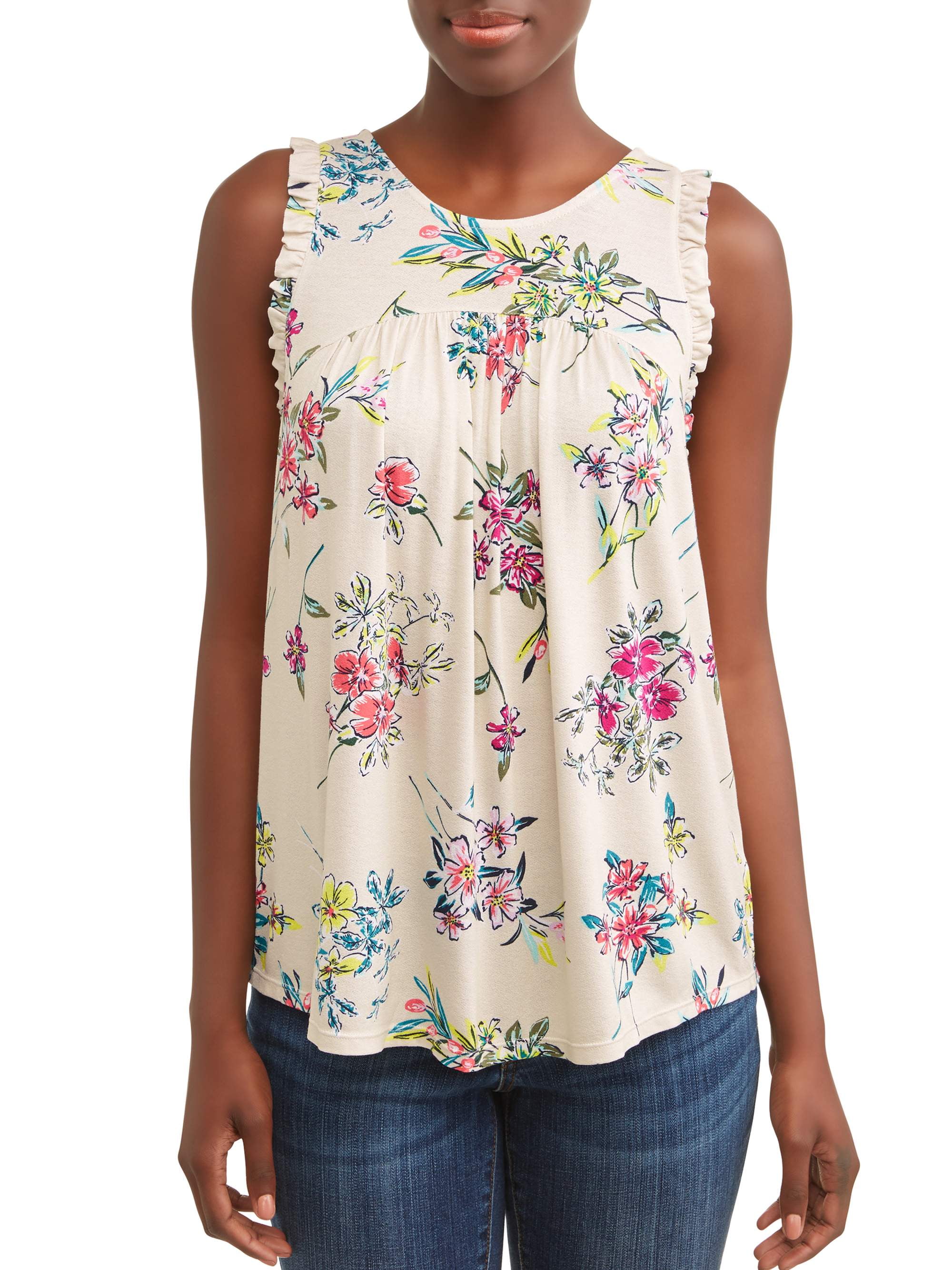 walmart time and tru ruffle sleeve top