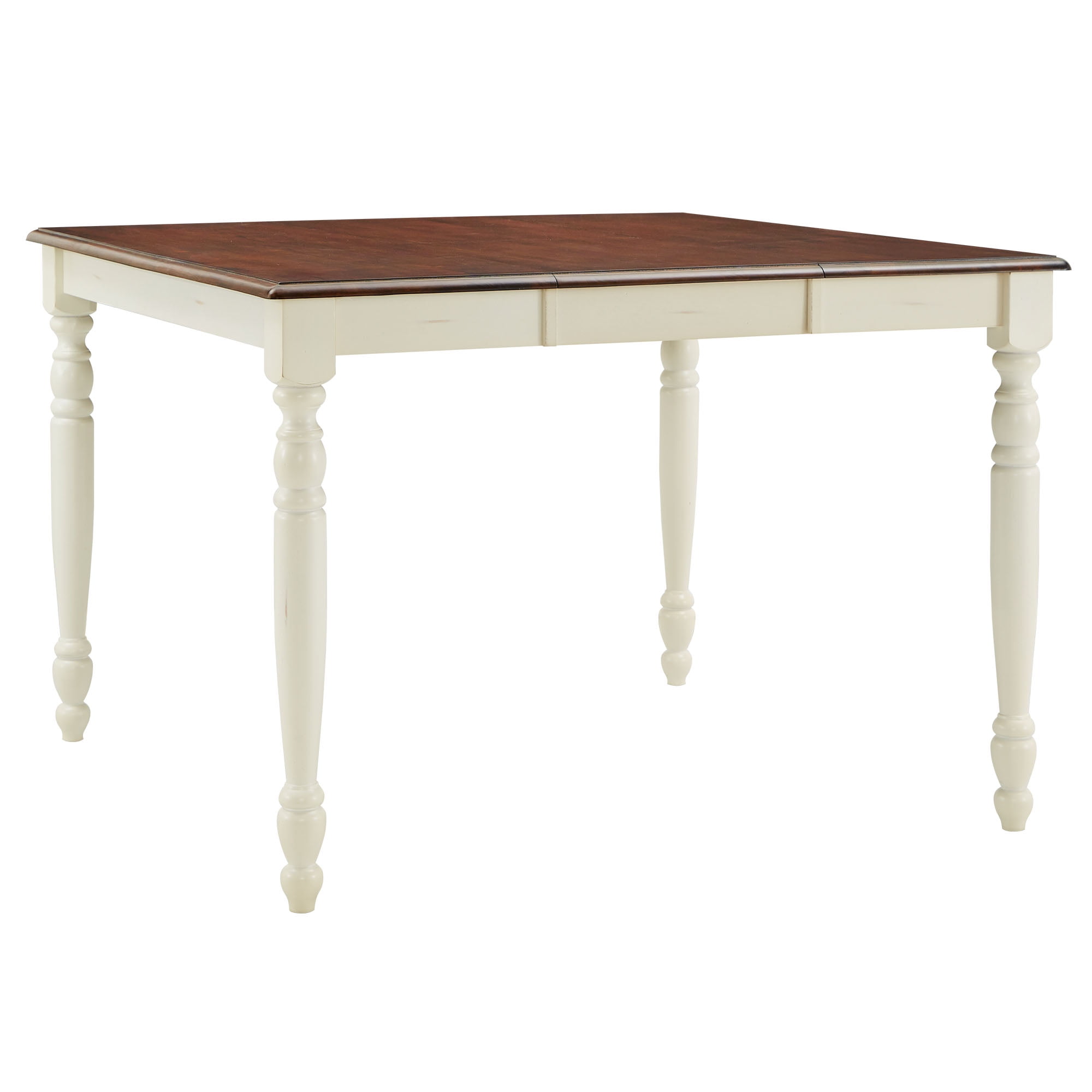 Weston Home Ohana Two-Tone Extending Counter Height Dining Table, Antique White and Warm Cherry
