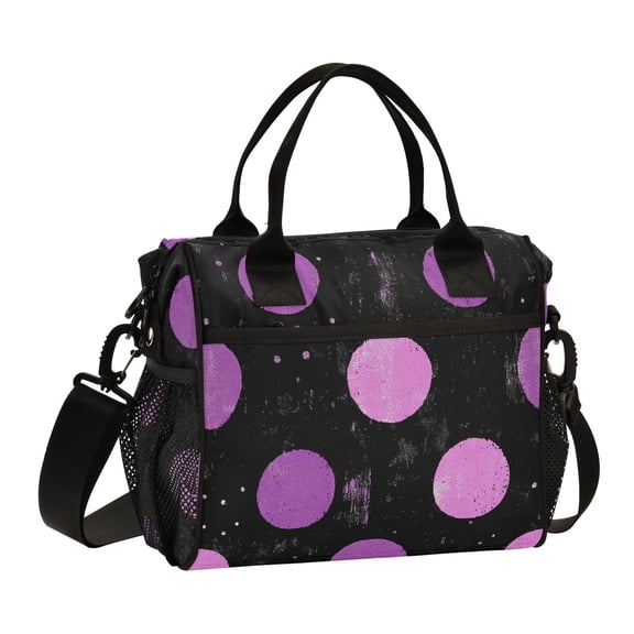 Ckdifva Purple Circle Cooler Bag Cooler Cooling Tote Lunch Bag Lunch Box Front Pocket with Shoulder Strap