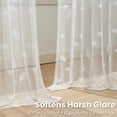 thumbnail image 3 of VOGOL Modern Sheer Curtains with Subtle Embroidery, White Textured Leaf Design, Light Diffusing Rod Pocket Drapes, 52x84 Inches, 3 of 7