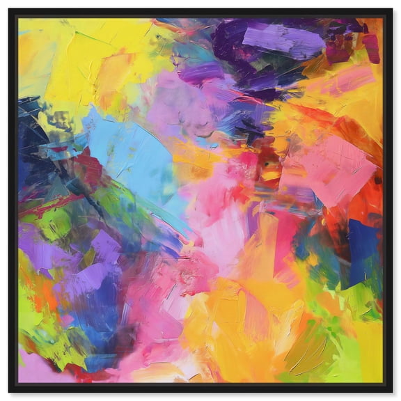 Blissful Palette Canvas Modern Color Abstract by Art Remedy, Black Frame, 12" x 12"