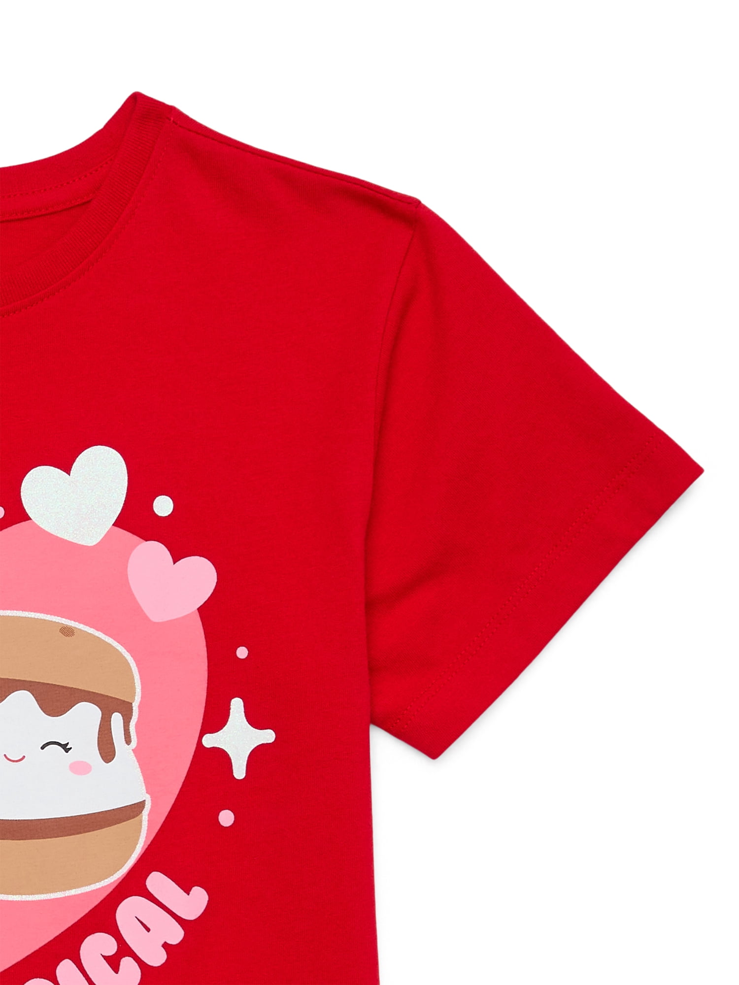 Squishmallow Love is Magical Girls Valentine's Day Short Sleeve Graphic Tee, Sizes 4-16