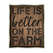 Life Better On Farm Rustic Sign Inspirational Graphic Art Luster Gray Framed Art Print Wall Art