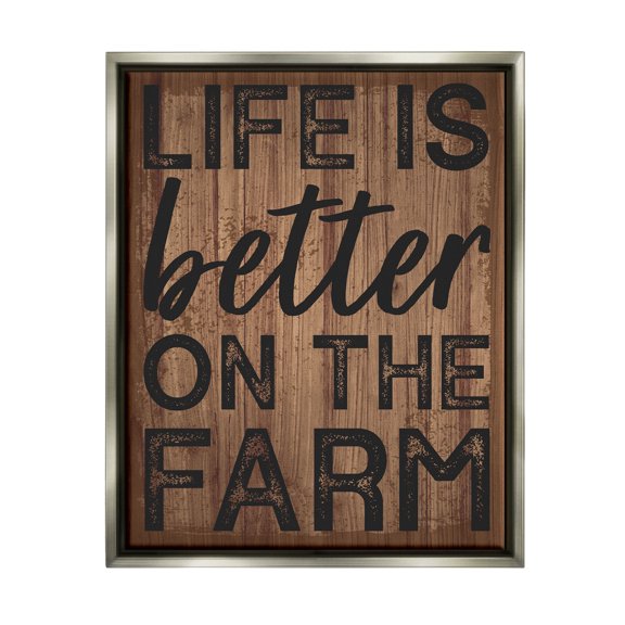 Life Better On Farm Rustic Sign Inspirational Graphic Art Luster Gray Framed Art Print Wall Art
