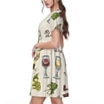 thumbnail image 2 of Disketp Grapes Bbottles Wine para Vestido de Manga Corta para Mujeres, Vestidos de Verano para Mujeres, Casual y Holgado para la Playa, 2 of 6