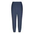 thumbnail image 3 of Mother's Day Gift,AXXD Summer Loose Linen Pocket Solid Pants Cargo Pants For Woman With Pocket Clearance Navy 8, 3 of 9