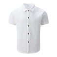 thumbnail image 6 of Mens Dress Shirts Summer Short Sleeve Jacquard Button Down Collared Business Casual Formal Work Shirt, 6 of 6