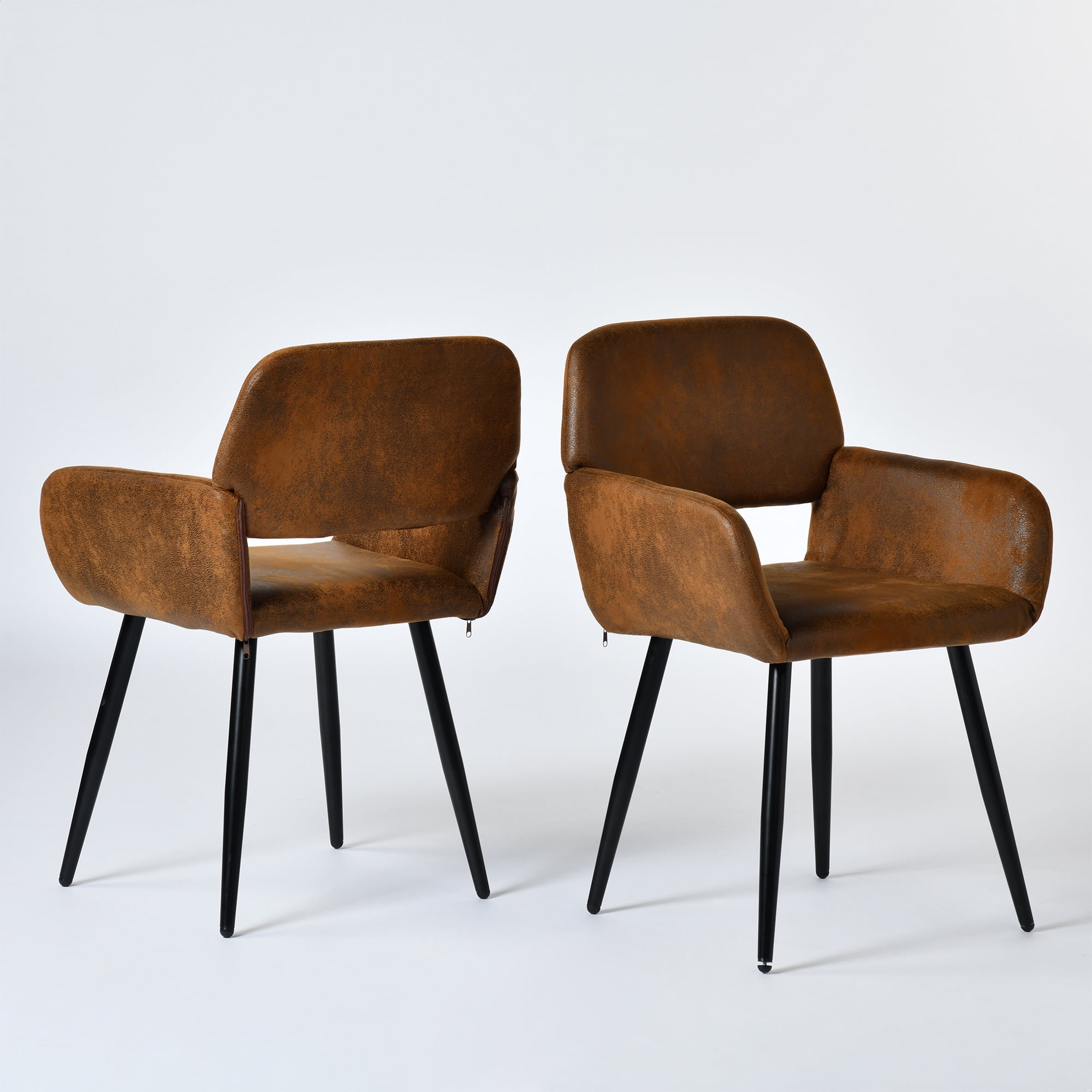 Homy Casa Dining Chair Set of 2, Upholstered Chairs for Breakfast Nook or Kitchen，Brown