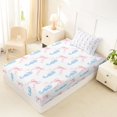 thumbnail image 4 of jejeloiu Watercolor Seahorse Bow Twin Sheets For Girls,Delicate Ocean Ribbon Bedding,Blue White,3pcs,1 Fitted Sheet and 1 Pillowcase, 4 of 6