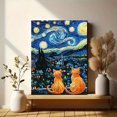 thumbnail image 6 of Starry Night Cats Oil Painting Decorative/Canvas Art， Suitable for Living Room， Bedroom， Office， Dining Room， Kitchen， Hallway and Entryway Decoration， Wall Art Decor., 6 of 8