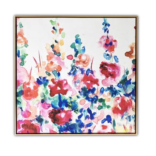 HomeRoots 401731 Pretty Floral Garden Framed Canvas Wall Art, Multi Color