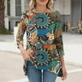 thumbnail image 4 of QQAMB 3/4 Sleeve Tunic Tops for Women Dressy Casual Crewneck Floral Printed Loose Blouse Flowy Shirts Multicolor XL, 4 of 6