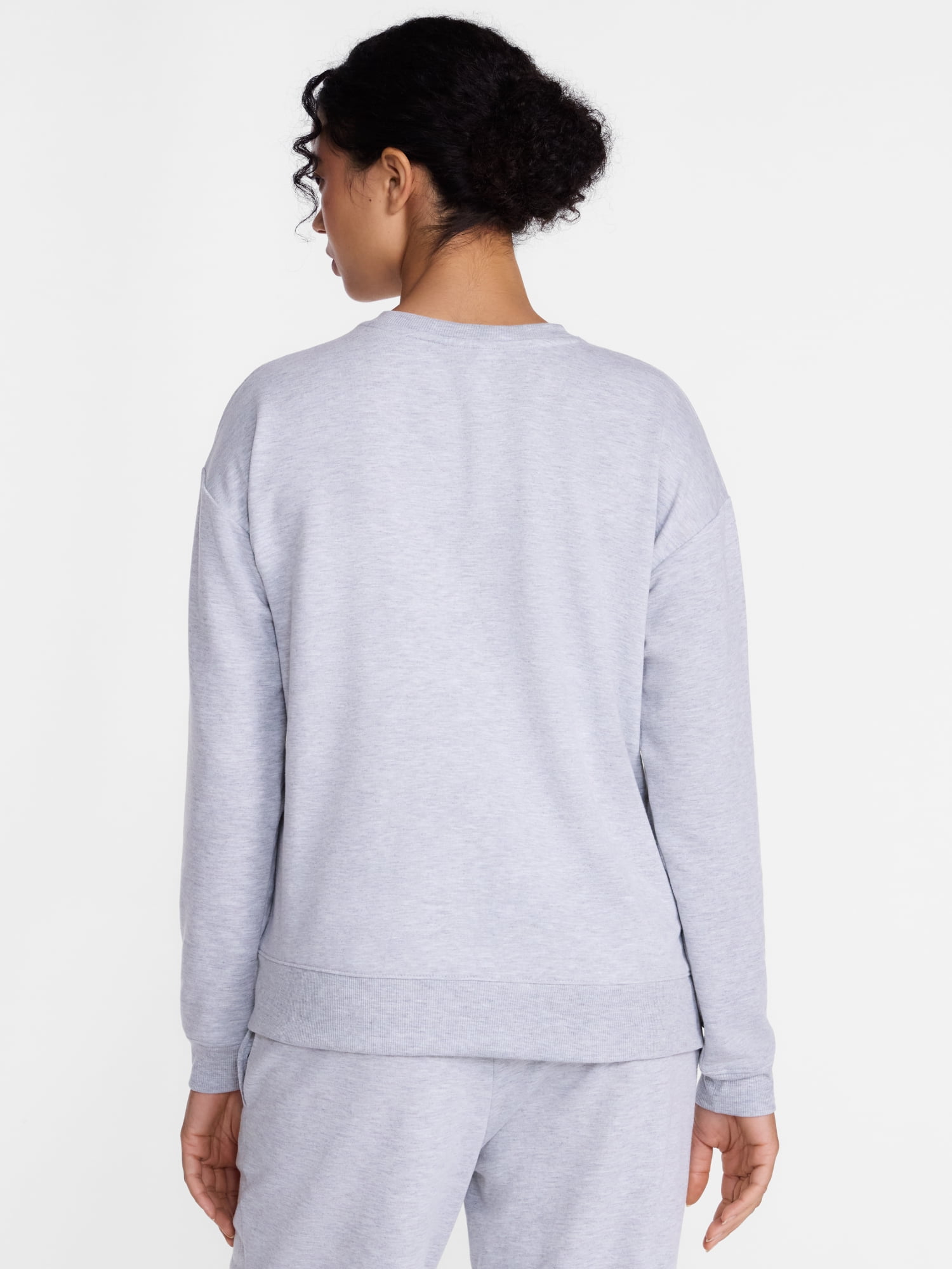 Joyspun Women's Fleece Lounge Sleep Top with Long Sleeves, Sizes XS-3X