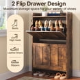 thumbnail image 4 of Asofer Shoe Cabinet with 2 Flip-Down Drawers & Open Storage – Freestanding Narrow Entryway for Hallway, Closet, Dorm, Retro, 4 of 11