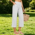 thumbnail image 5 of Women's Petite Cotton Linen Pants – 2026 Summer Lightweight High Waisted Straight Leg Trousers, 5 of 10