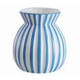 thumbnail image 2 of Jarrón de cerámica con diseño de rayas | Jarrón decorativo azul y blanco | Jarrón de abertura estrecha para flores frescas, secas o artificiales, 2 of 6