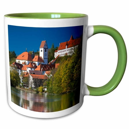 

3dRose Germany Fussen St. Mang Abbey and the Hohes Schloss Castle - Two Tone Green Mug 11-ounce
