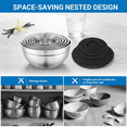 thumbnail image 4 of 7-Piece Stainless Steel Mixing Bowl Set with Lids — Nesting Sizes (0.7QT to 5QT) for Food Prep, Baking & Serving, 4 of 7
