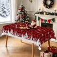 thumbnail image 4 of Nanqianyi Red Black Plaid Christmas Tablecloth,Waterproof Snow Table Cover For Party Decor,52"x70", 4 of 7