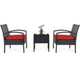 thumbnail image 5 of Spaco 3 Piece Patio Conversation Bistro Set, Balcony Furniture Outdoor Rattan Patio Chairs Set with Side Table, Rattan Patio Set for Garden Porch Yard, Red, 5 of 8