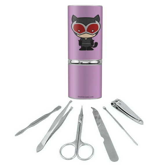 Batman Catwoman Cute Chibi Character Stainless Steel Manicure Pedicure Grooming Beauty Care Travel Kit