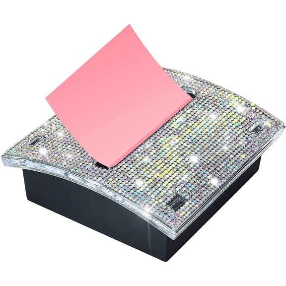 Self Sticky Note Holder Post it Note Dispenser Pop-Up Sticky Notes Dispenser 4 x 4 Inches Post it Dispenser for Desk Office Stationery (AB Bling)