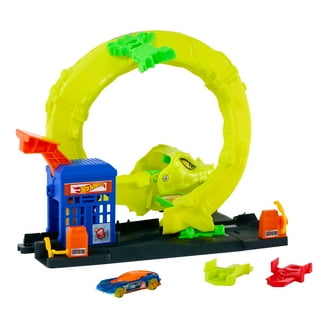 Hot Wheels Baanset voor Speelgoedauto's, Set met Drievoudige Looping, met voertuig (schaal 1:64), bouwonderdelen voor de baan met 3 loopings, snel-klik-systeem en adapters, JDW39 Hot Wheels Baanset voor Speelgoedauto's, Set met Drievoudige Looping, met voertuig (schaal 1:64), bouwonderdelen voor de baan met 3 loopings, snel-klik-systeem en adapters, JDW39
