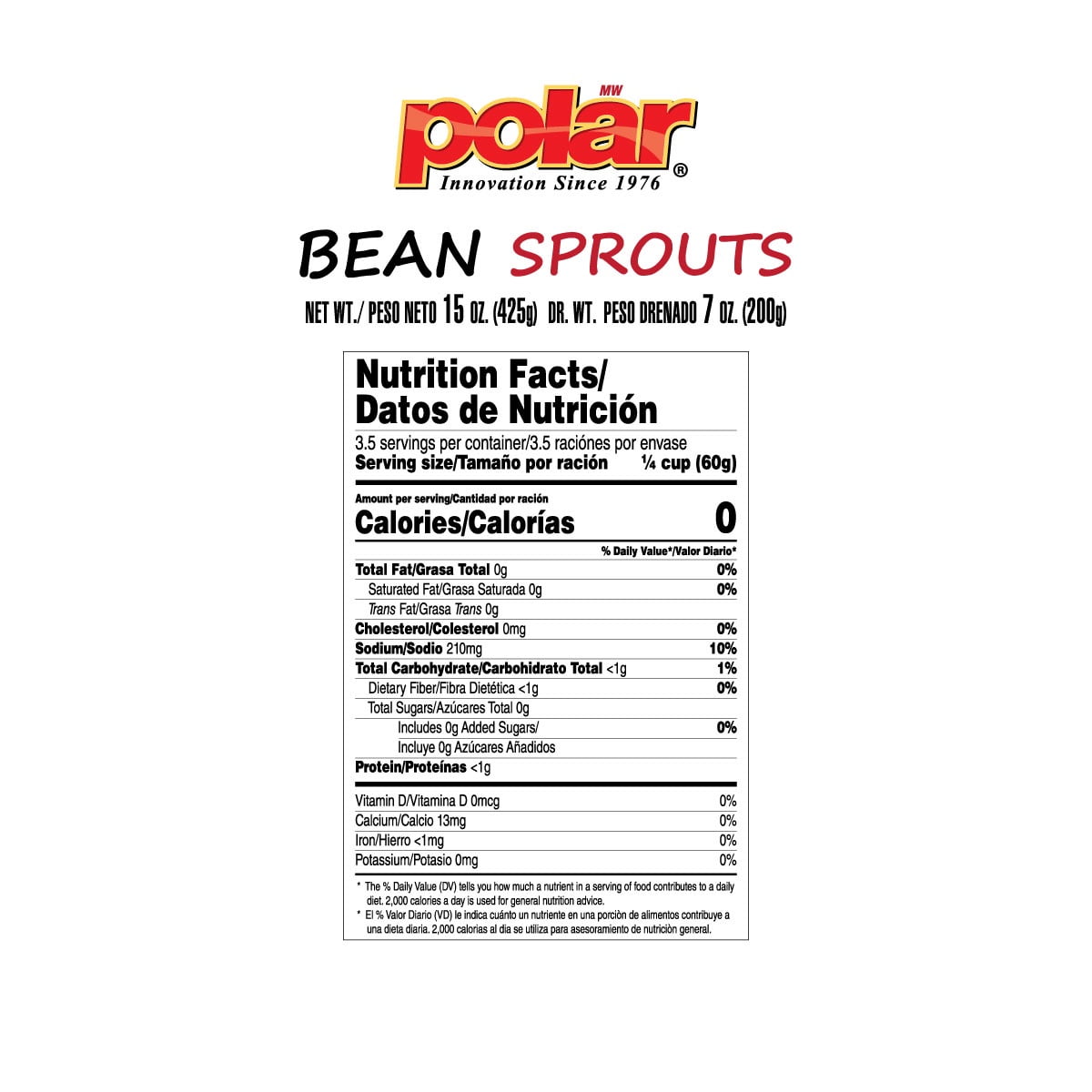 (5 pack) Polar, Bean Sprouts, 14.4 oz.