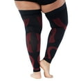 thumbnail image 5 of 2XL Plus Size Compression Sleeve 20-30mmHg for Men and Women Circulation - Wide Calf Footless Compression Thigh High Stockings with Grip Top Band for Nurses, Drivers, Doctors - Black/Red, XX-Large, 5 of 9