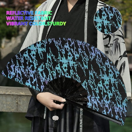 

Honrane Folding Fan Portable Lightweight Decorative Bamboo Frame Reflective Butterfly Performance Hand Fan Party Decor