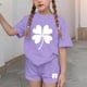 thumbnail image 5 of Vestido de manga corta para niños Día de San Patricio impreso conjunto de dos piezas niñas casual cuello redondo blusa y pantalones cortos, 5 of 6