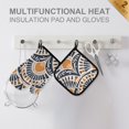 thumbnail image 4 of Yayeee Oven Mitts and Pot Holder Set of 2 Heat Resistant Kitchen Gloves Baking Hot Pad, Orange Art Pattern, 4 of 5