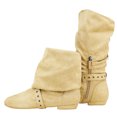 thumbnail image 4 of Jouncing Women's Beige Line Dance Boots, Soft Suede Sole Latin Salsa Shoes for West Coast Swing, Comfortable Practice Boots, 4 of 7