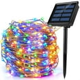thumbnail image 2 of 33FT SOWAZ 100 LED Solar Powered Copper Wire String Lights Outdoor, Waterproof, 2 Modes Fairy Lights for Garden, Patio, Party, Yard, Christmas (Multicolor), 2 Pack, 2 of 9